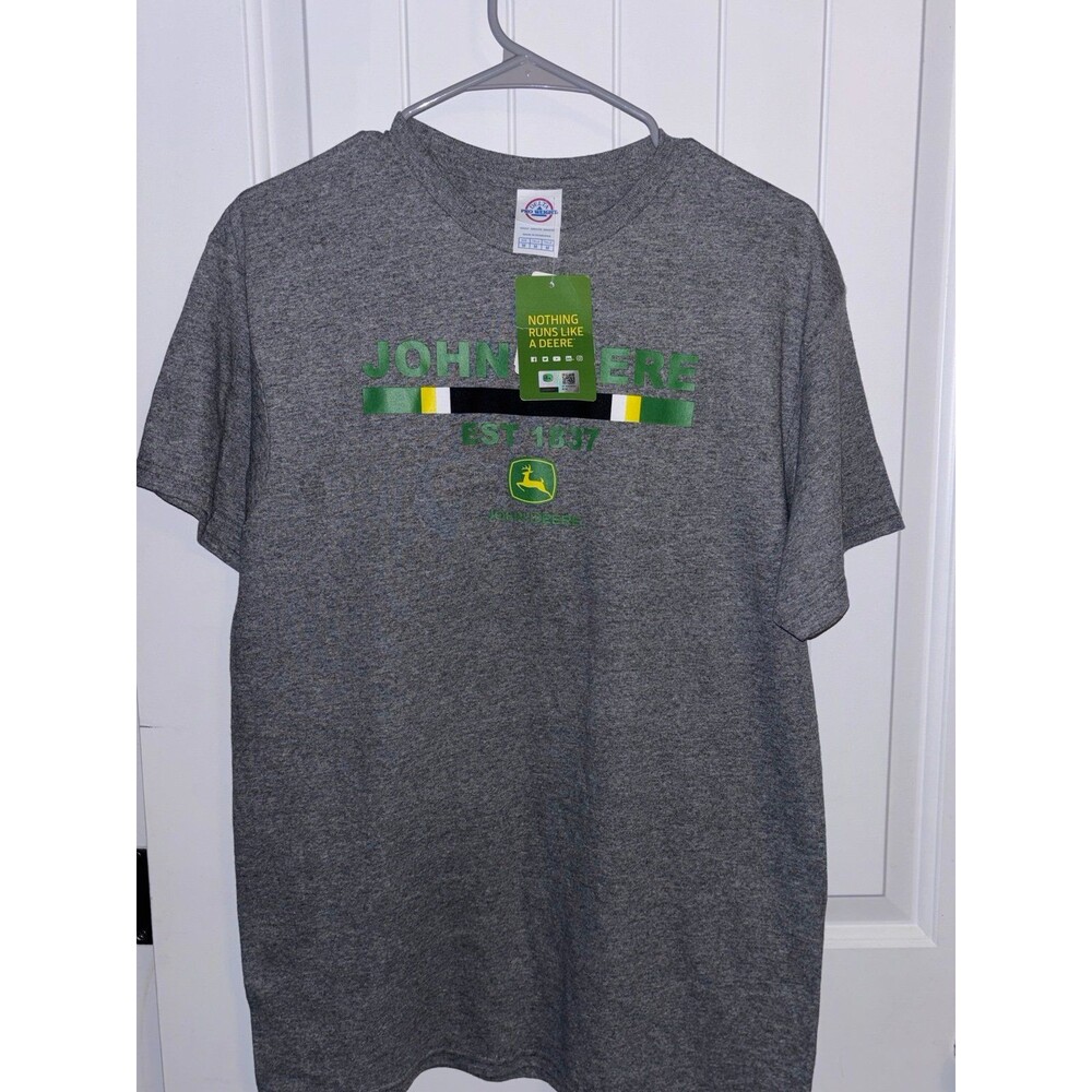 NWT John Deere Men’s Medium Gray Logo Graphic T-Shirt EST 1837 Delta Pro Weight